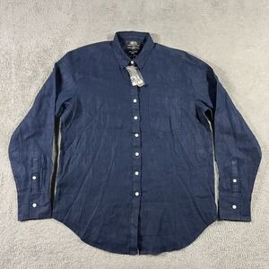 J Crew Shirt Womens 10T Blue Baird McNutt Irish Linen Classic Fit Button Up New